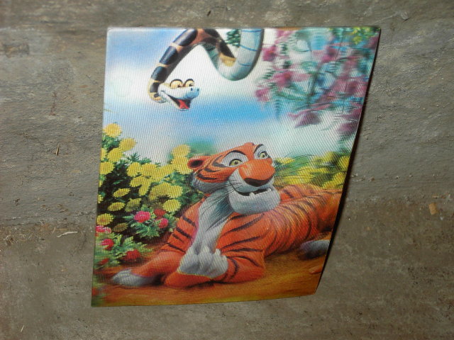 JUNGLE BOOK TIGER 1966 THREE DIMENSIONAL PICTURE WALT DISNEY SNAKE FLOWER CARD