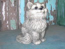 GRAY CAT BANK KITTEN FIGURINE STATUE 1977 DATE