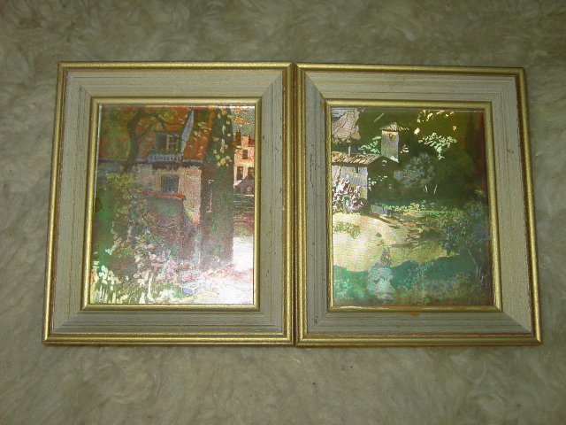 COUNTRY COTTAGE COLORED FOIL FRAMED PICTURE PRINT WINDSOR CHICAGO