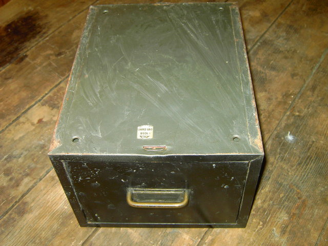METAL DRAWER FILE BOX ART STEEL NEW YORK HANDLE