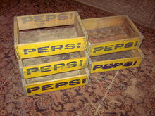 PEPSI COLA CRATE BOX SOFT DRINK BOTTLE TOTE CASE BLUE YELLOW PAINT ADVERTISING