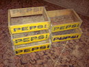 PEPSI COLA CRATE BOX SOFT DRINK BOTTLE TOTE CASE BLUE YELLOW PAINT ADVERTISING