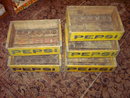 PEPSI COLA CRATE BOX SOFT DRINK BOTTLE TOTE CASE BLUE YELLOW PAINT ADVERTISING
