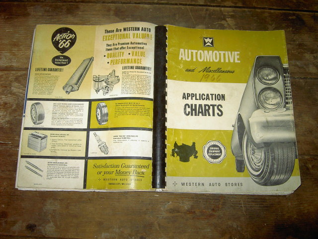 WESTERN AUTO STORE CATALOG 1966 AUTOMOTIVE APPLICATION CHART BOOK CAR SERVICE GARAGE GUIDE BOOK