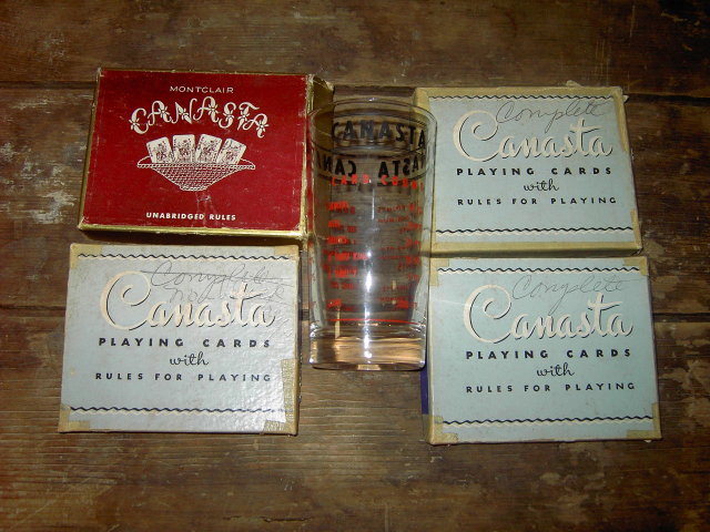 CANASTA SCORE BAR GLASS PLAYING CARDS IN ORIGINAL BOX