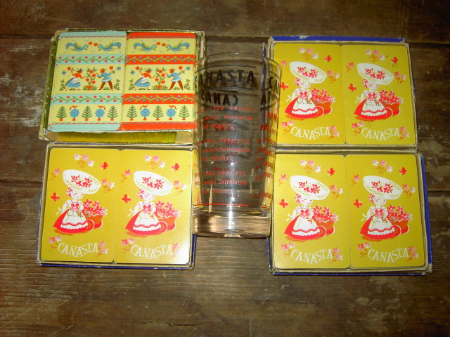 CANASTA SCORE BAR GLASS PLAYING CARDS IN ORIGINAL BOX