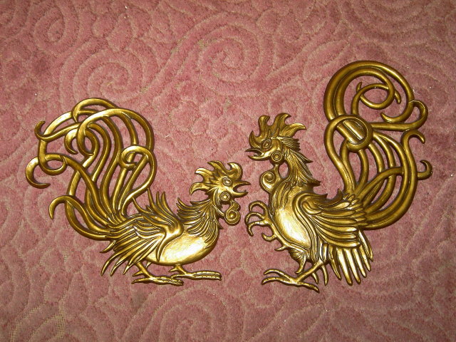ROOSTER CHICKEN BIRD RETRO WALL DECORATION CAST ALUMINUM METAL PLAQUE SEXTON USA
