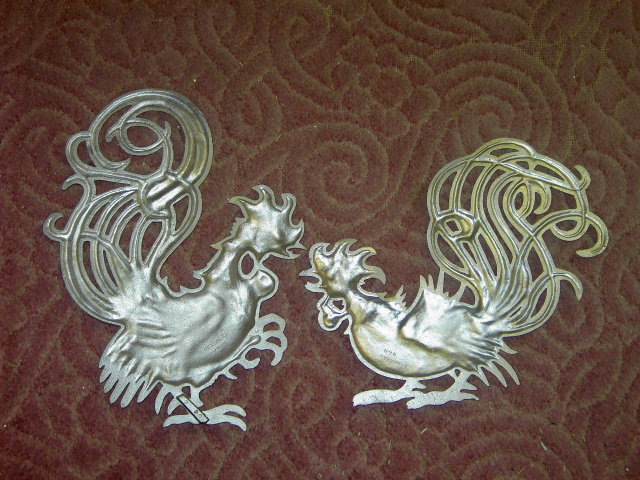 ROOSTER CHICKEN BIRD RETRO WALL DECORATION CAST ALUMINUM METAL PLAQUE SEXTON USA