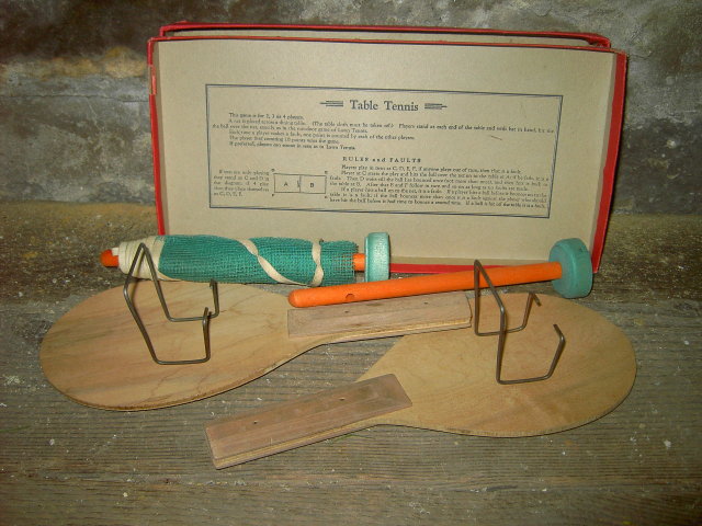 TABLE TENNIS PING PONG DEPRESSION ERA CHILDS PASTIME ORIGINAL BOX