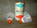 CARLTON SPORTCRAFT BADMINTON SHUTTLECOCK ENGLAND BERGENFIELD NEW JERSEY ADVERTISING CAN BOX TUBE
