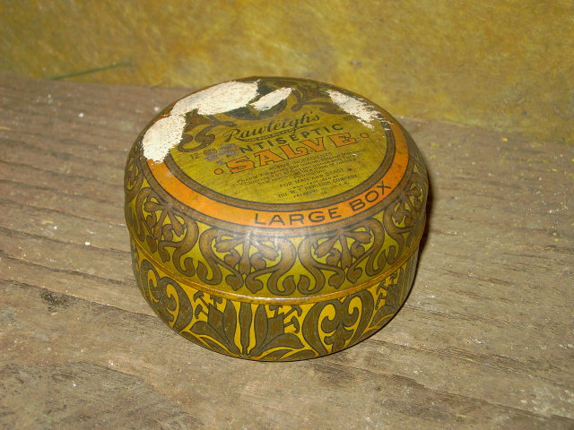 RAWLEIGHS ANTISEPTIC SALVE CAN FREEPORT ILLINOIS ADVERTISING TIN TUB