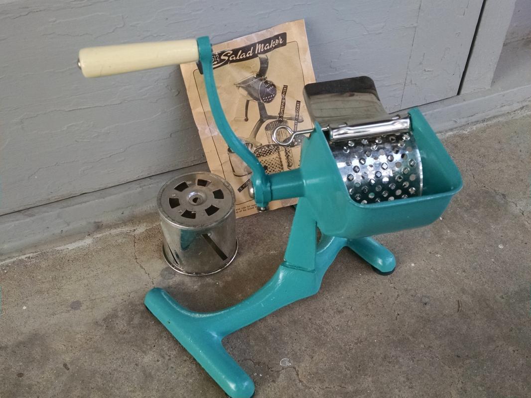 retro salad maker food slicer shredder kitchen tool turquoise blue utensil Germany German made household device