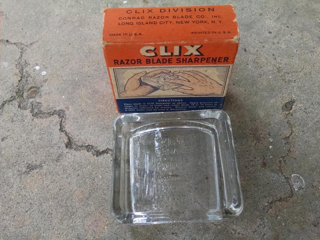clix razor blade sharpener tool conrad company long island city new york advertising shaving accessory