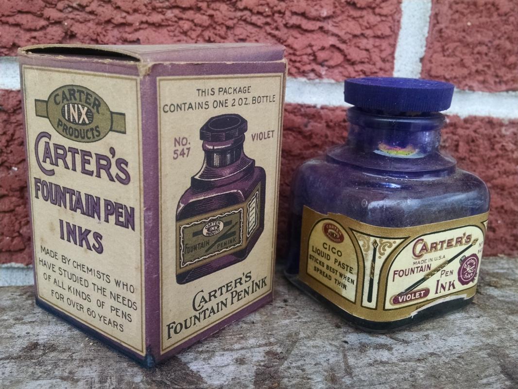 Carter's Violet fountain pen ink bottle Carter inx product colorful advertising original cardboard box