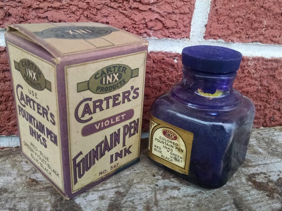 Carter's Violet fountain pen ink bottle Carter inx product colorful advertising original cardboard box