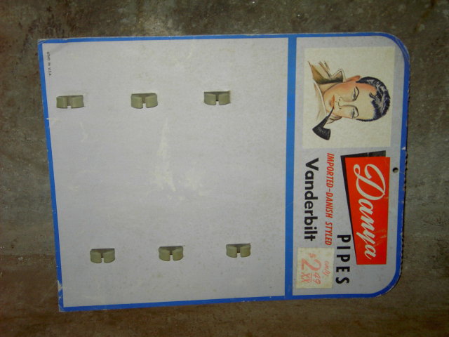 DANYA VANDERBILT IMPORTED DANISH STYLE PIPE BOARD STORE DISPLAY CARD CARDBOARD ADVERTISING SIGN