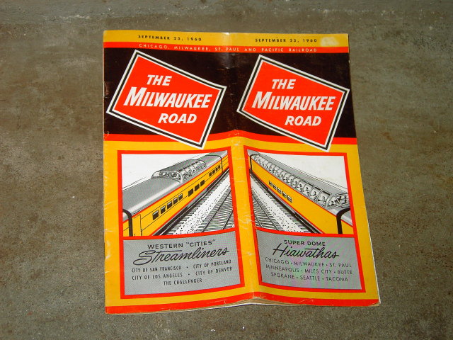 MILWAUKEE ROAD SUPER DOME HIAWATHAS WESTERN CITY STREAMLINER TRAIN TIME TABLE BOOKLET