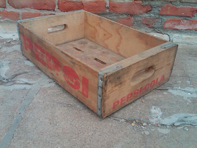 PEPSI COLA CRATE SOFT DRINK SODA POP BOTTLE TOTE BEVERAGE CARRIER CASE WOODEN BOX