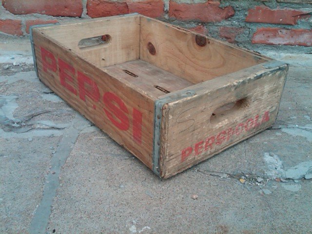 PEPSI COLA CRATE SOFT DRINK SODA POP BOTTLE TOTE BEVERAGE CARRIER CASE WOODEN BOX