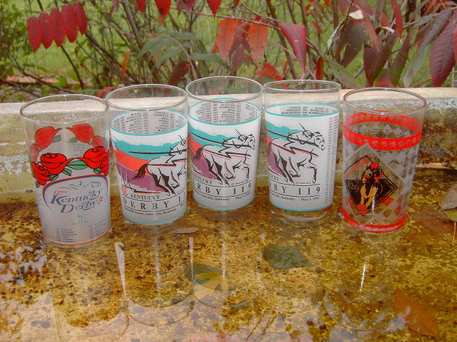 KENTUCKY DERBY GLASS BAR TUMBLER COCKTAIL UTENSIL