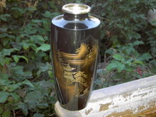 ORIENTAL CARVED METAL VASE FLOWER DISPLAY CARAFE
