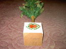 GOOSE FEATHER CHRISTMAS TREE GERMANY MADE HOLIDAY TABLE DECORATION POINSETTIA FLOWER HOLLY BERRY STENCILED WOOD BASE