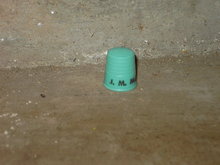 BLUE PLASTIC ADVERTISING THIMBLE SEWING TOOL J M MCDONALD COMPANY