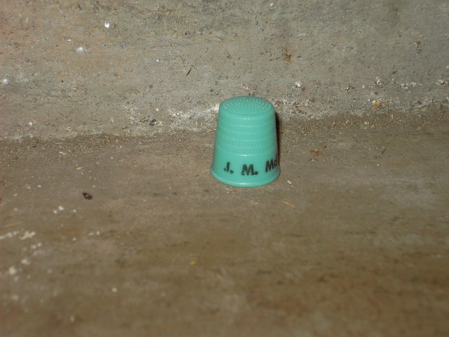 BLUE PLASTIC ADVERTISING THIMBLE SEWING TOOL J M MCDONALD COMPANY