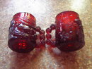 RED GLASS WINTER SNOWMAN MUG COFFEE CUP