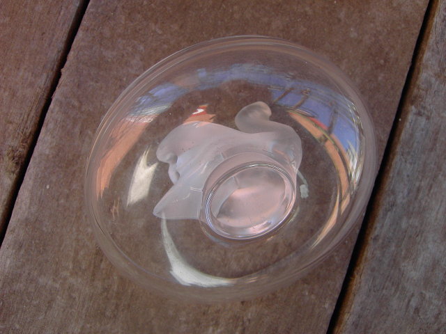 FRANCE LALIQUE SWAN BOWL DRESSER TOP JEWELRY DISH FRENCH ART GLASS