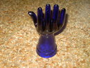 COBALT BLUE GLASS HAND RING DISPLAY STAND