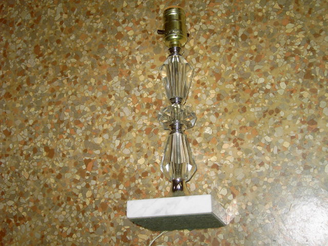 CRYSTAL GLASS SEGMENT LAMP MARBLE BASE DRESSER LIGHT FIXTURE