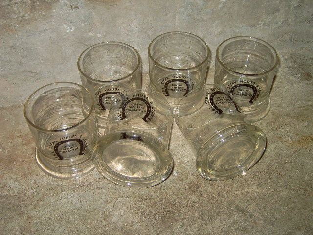 HORSESHOE STEAK HOUSE BAR GLASS FULLERTON NEBRASKA LOUNGE ADVERTISING CUP SET 1979