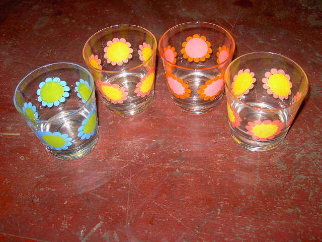 FLORAL FLOWER BAR GLASS FLOWERED LOUNGE TUMBLER SET