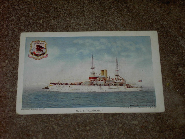 U S S ALABAMA NAVY BATTLESHIP JAMESTOWN EXPOSITION 1907 POSTCARD