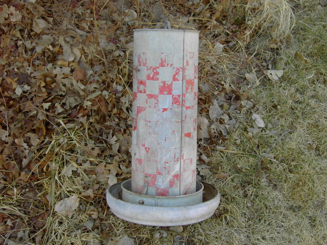 RALSTON PURINA CHICKEN BIRD FEEDER SEED TUBE GALVINIZED STEEL FEED TROUGH FARM POULTRY TOOL