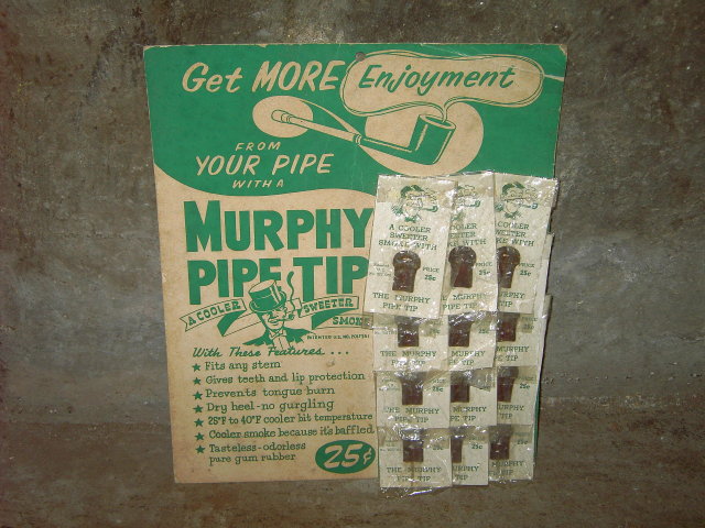 MURPHY PIPE TIP SMOKING ACCESSORY DISPLAY CARD CARDBOARD COUNTER SIGN