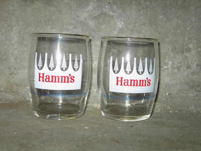 HAMM'S BEER GLASS SMALL BAR LOUNGE TUMBLER BEVERAGE ADVERTISING CUP