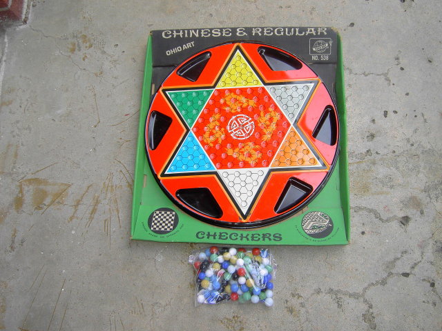 TIN METAL CHINESE CHECKER GAME BOARD OHIO ART ORIGINAL CARDBOARD STORE BOX