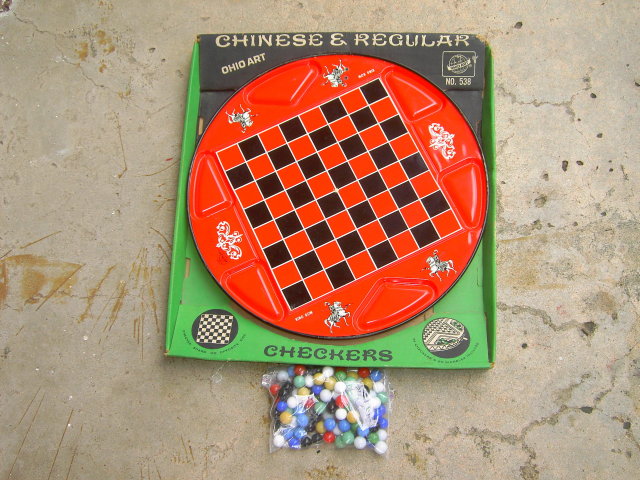TIN METAL CHINESE CHECKER GAME BOARD OHIO ART ORIGINAL CARDBOARD STORE BOX