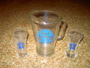 PABST BLUE RIBBON BEER PITCHER BAR GLASS TUMBLER SET