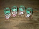 FLOWERED GLASS TUMBLER FLORAL PATTERN BEVERAGE GLASSES