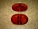 HULL POTTERY DIVIDED DISH CASSEROLE BOWL BROWN WHITE DRIP GLAZE RETRO TABLEWARE