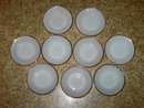 FIREKING WHITE GLASS SAUCER SWIRL PATTERN GOLD RIM GLASSWARE