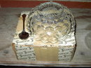 AMERICAN FOSTORIA RELISH BOWL DIVIDED DISH ONEIDACRAFT SERVER SPOON ORIGINAL STORE BOX