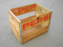 PEPSI COLA SOFT DRINK ADVERTISING BOX WOODEN TOTE POP BOTTLE CARRY CRATE