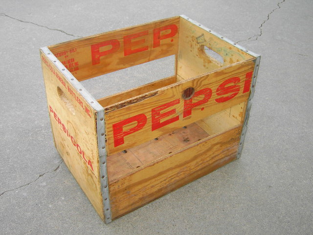 PEPSI COLA SOFT DRINK ADVERTISING BOX WOODEN TOTE POP BOTTLE CARRY CRATE