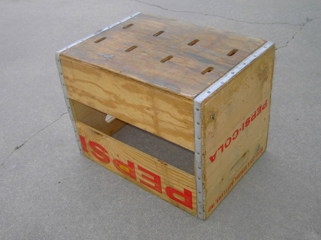 PEPSI COLA SOFT DRINK ADVERTISING BOX WOODEN TOTE POP BOTTLE CARRY CRATE