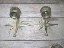 INDIA BRASS STAR FLORAL FLOWER CANDLEHOLDER WALL DECORATION