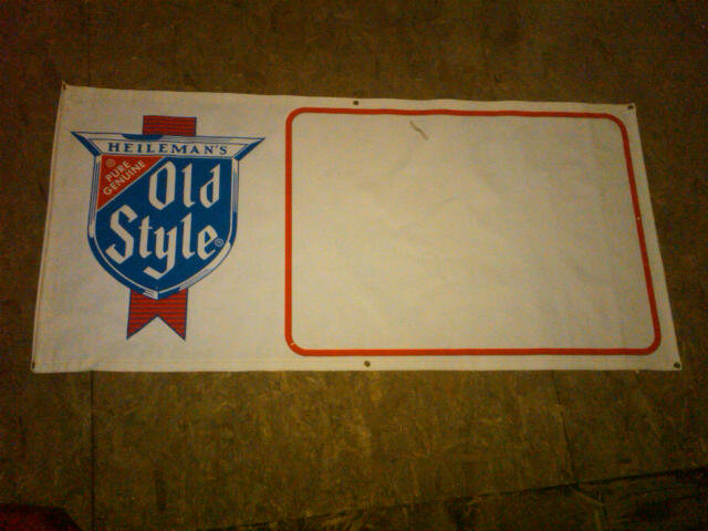 HEILEMANS OLD STYLE BEER PROMOTIONAL BANNER PLASTIC SIGN DORM ROOM WALL DECORATION